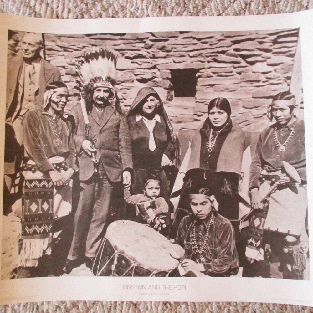 Vintage Albert Einstein, Wife and the Hopi, Grand Canyon Arizona Art Print